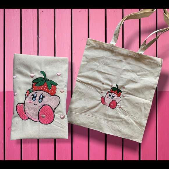 Cute Kirby strawberry theme 6oz tote bag - Picture 7 of 10